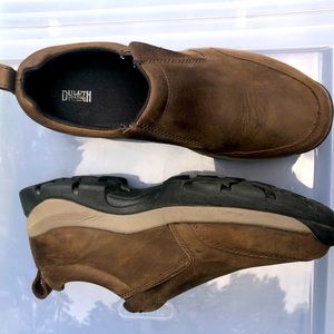 Brown leather slip on shoes